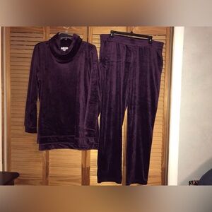 Magaschoni Deep Purple (Plum Color) Velour Pant Set, EUC